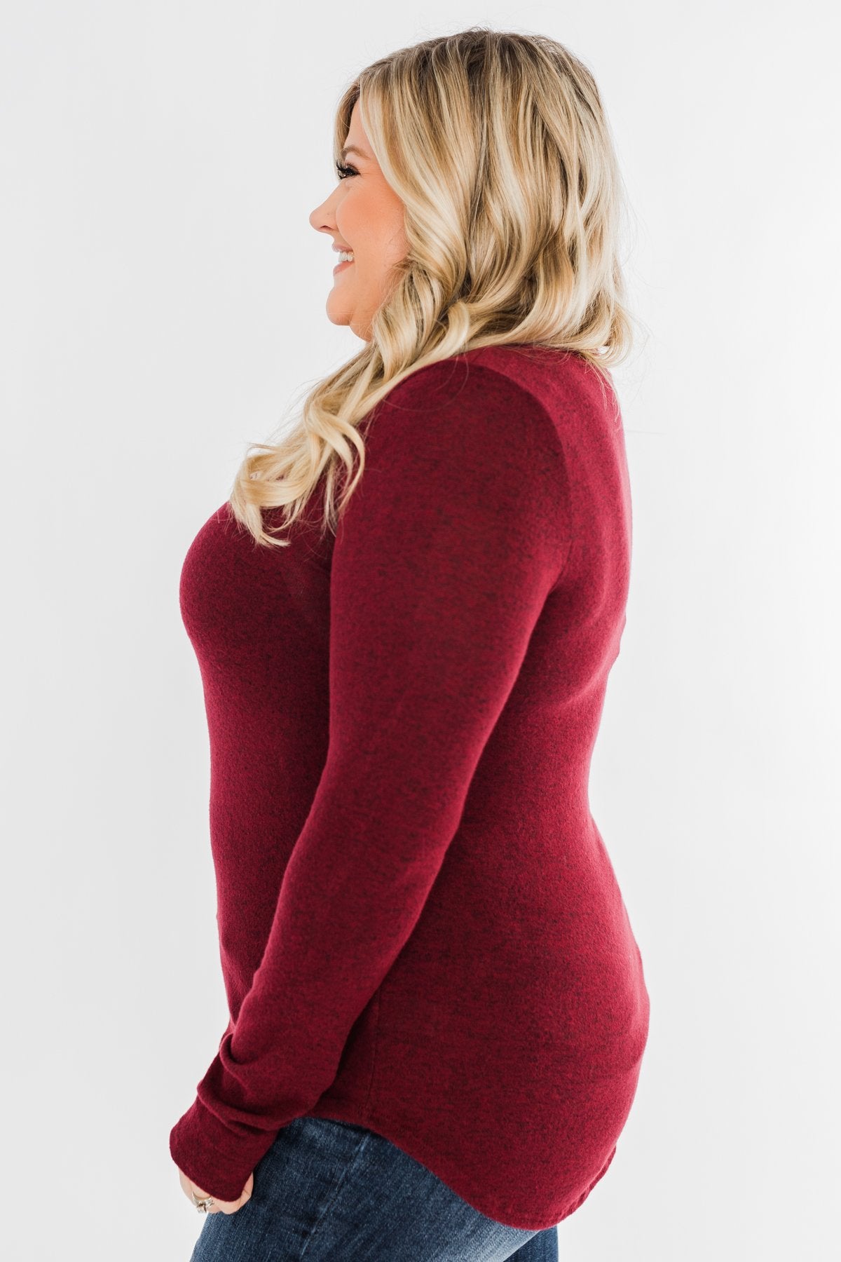 Never Ending Smiles Criss Cross Top- Burgundy