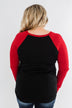 Around The Christmas Tree Graphic Top- Black & Holiday Red