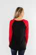 Around The Christmas Tree Graphic Top- Black & Holiday Red
