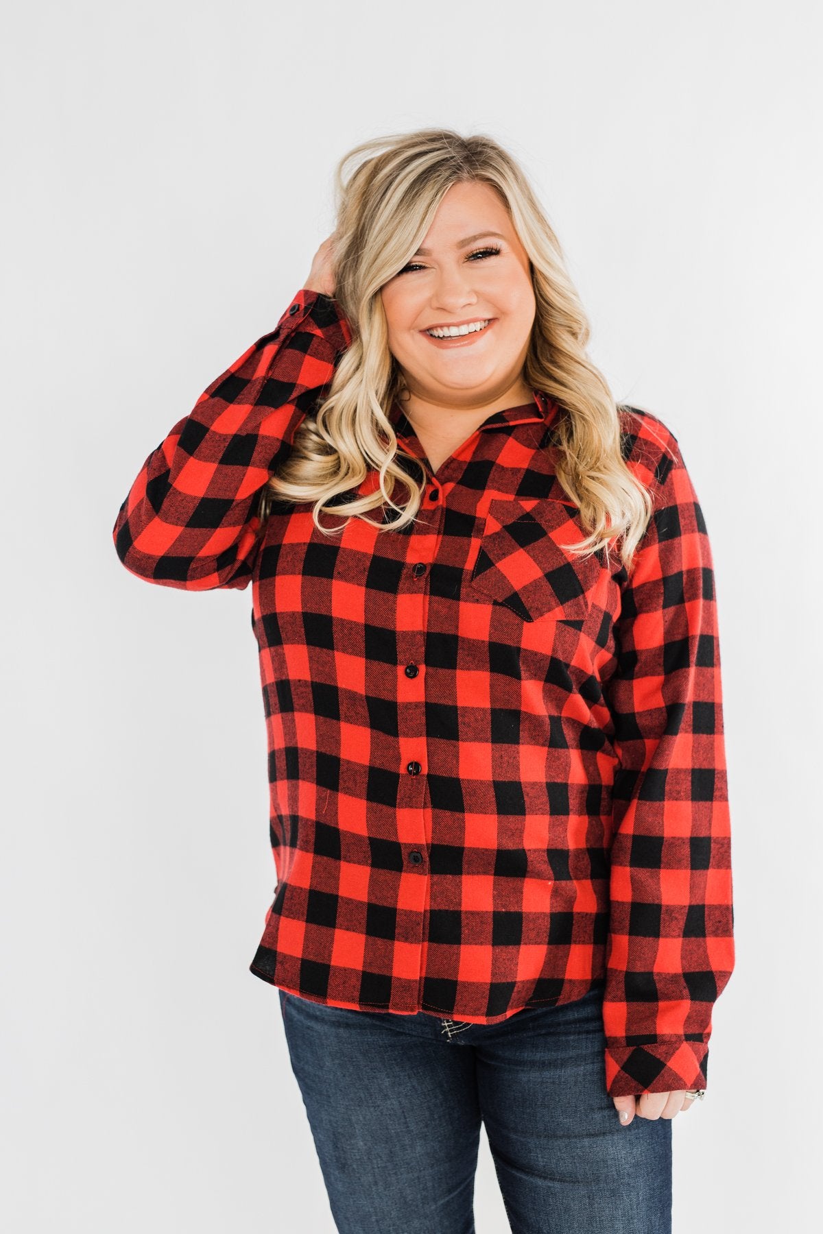 On An Adventure Plaid Top- Buffalo Plaid