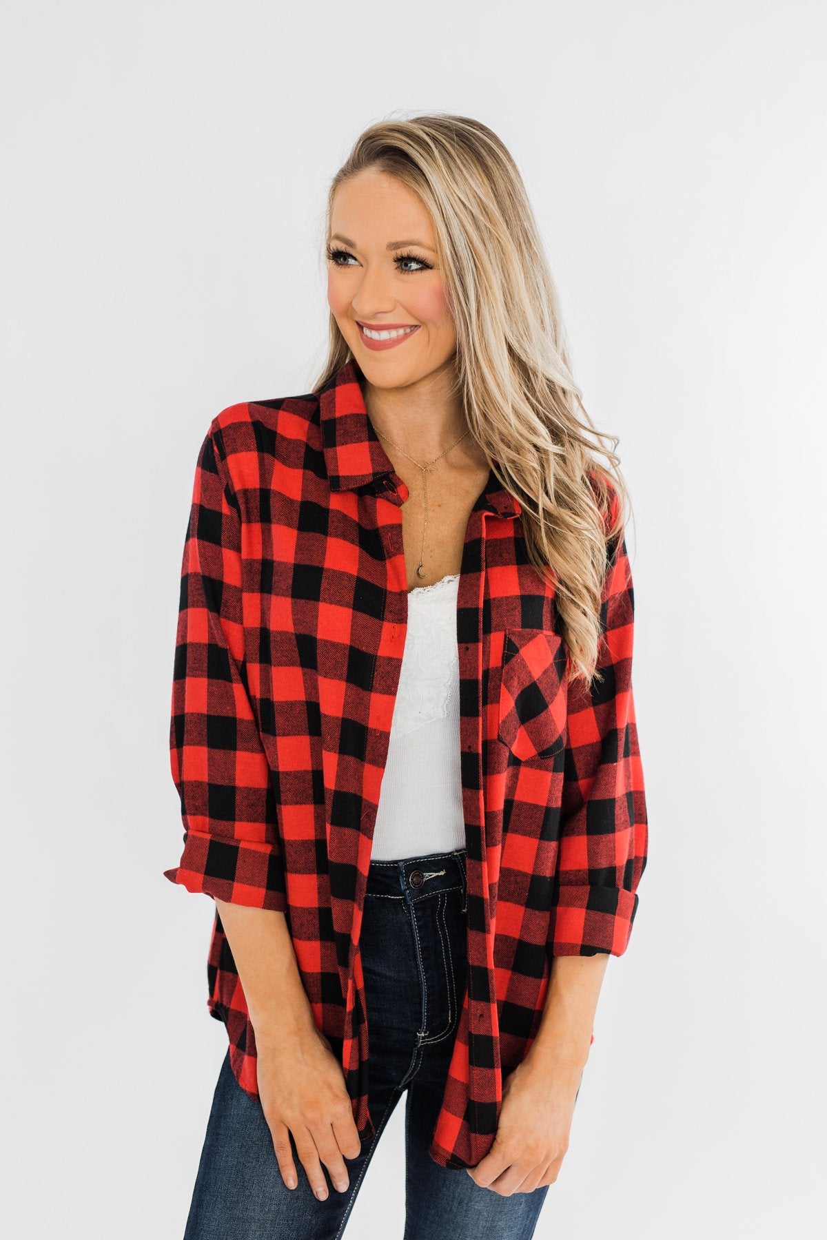On An Adventure Plaid Top- Buffalo Plaid