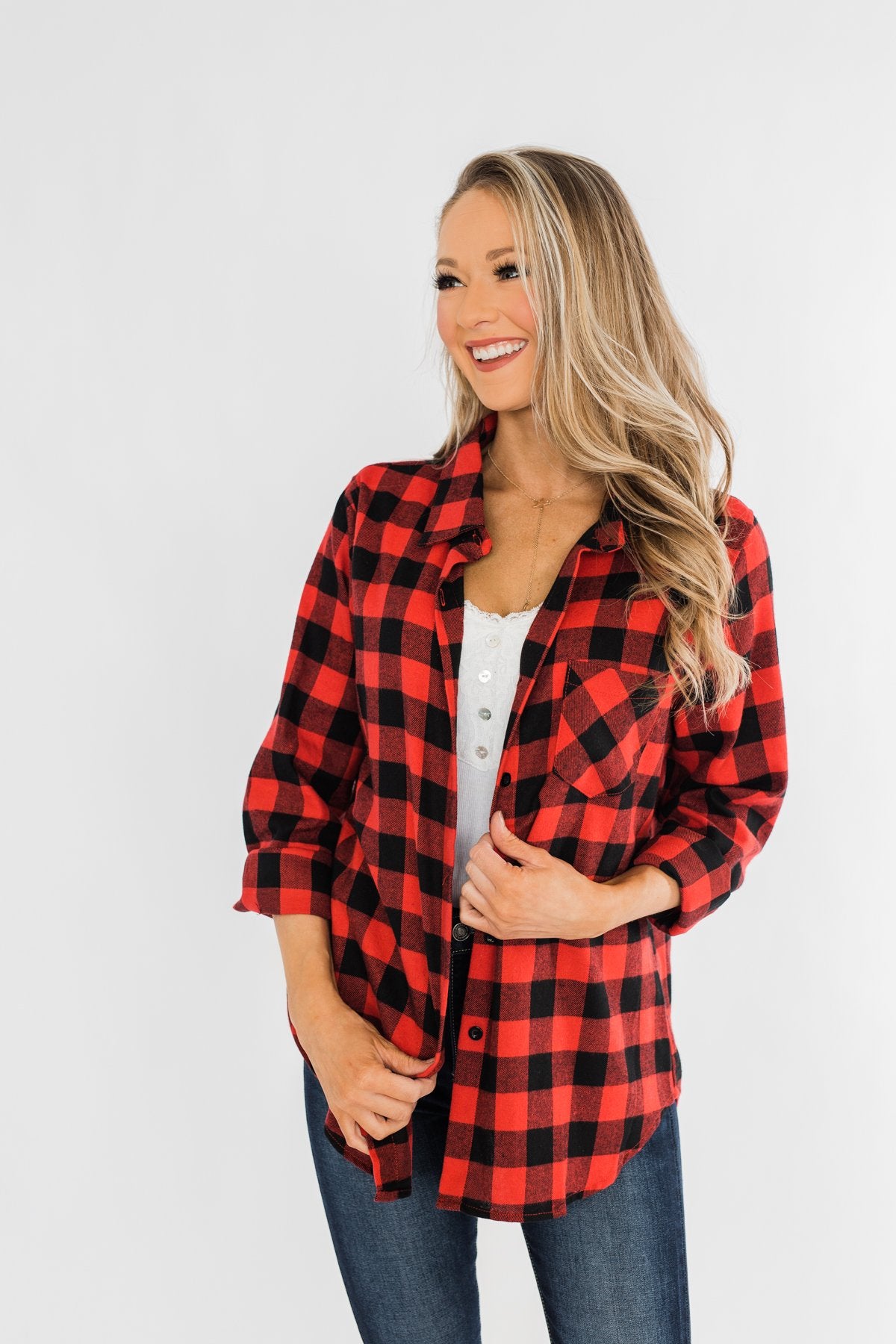 On An Adventure Plaid Top- Buffalo Plaid