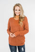 Xoxo Open Back Twist Sweater- Rust