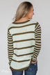 Good Things Coming Striped Knit Sweater- Olive
