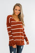 Faithfully Yours Striped Knit Sweater- Copper & Ivory