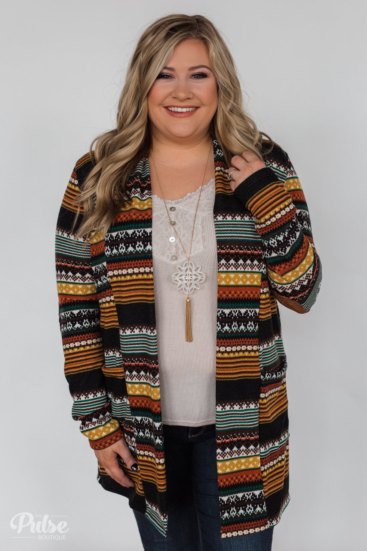 Unforgettable Printed Cardigan- Mustard