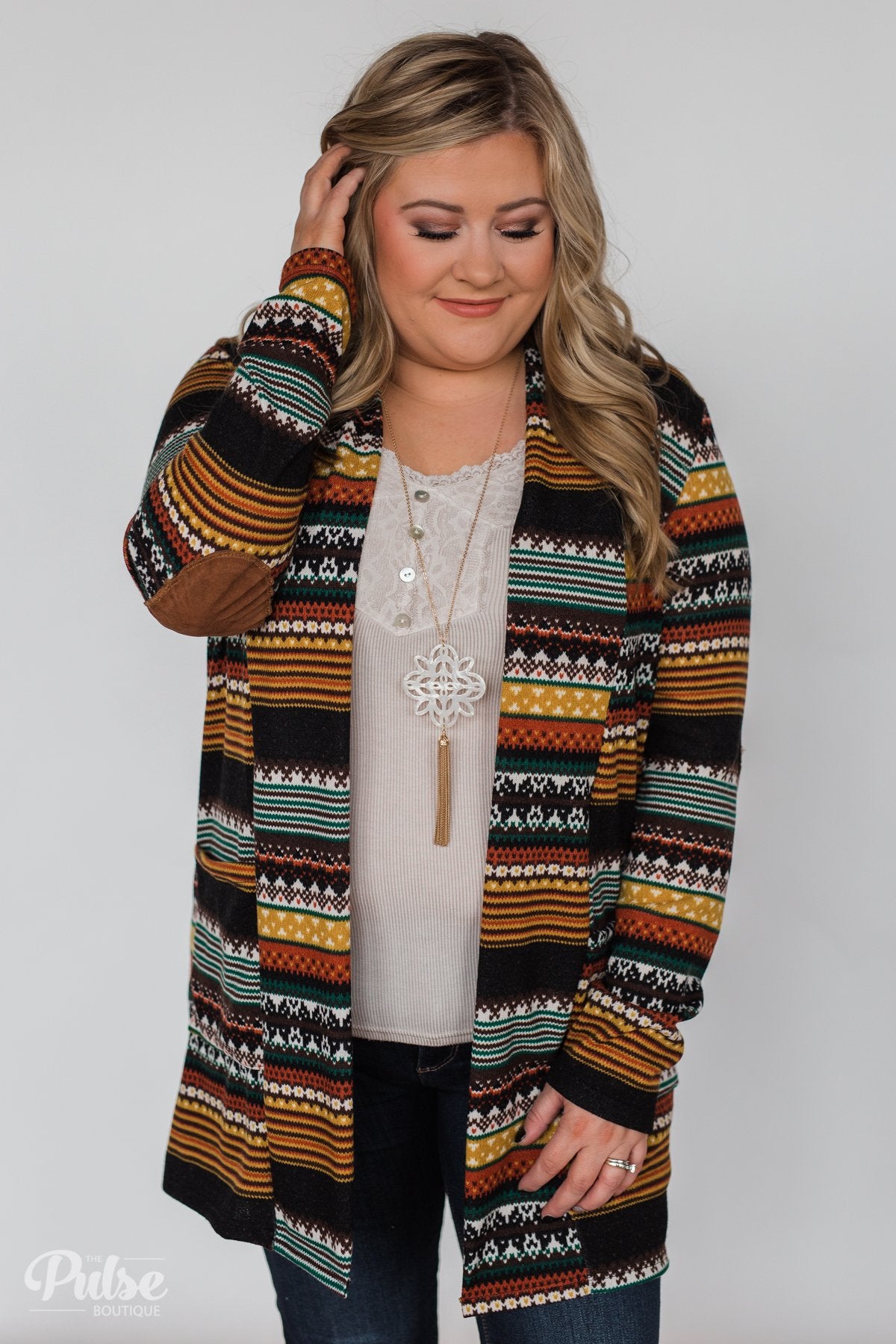 Unforgettable Printed Cardigan- Mustard