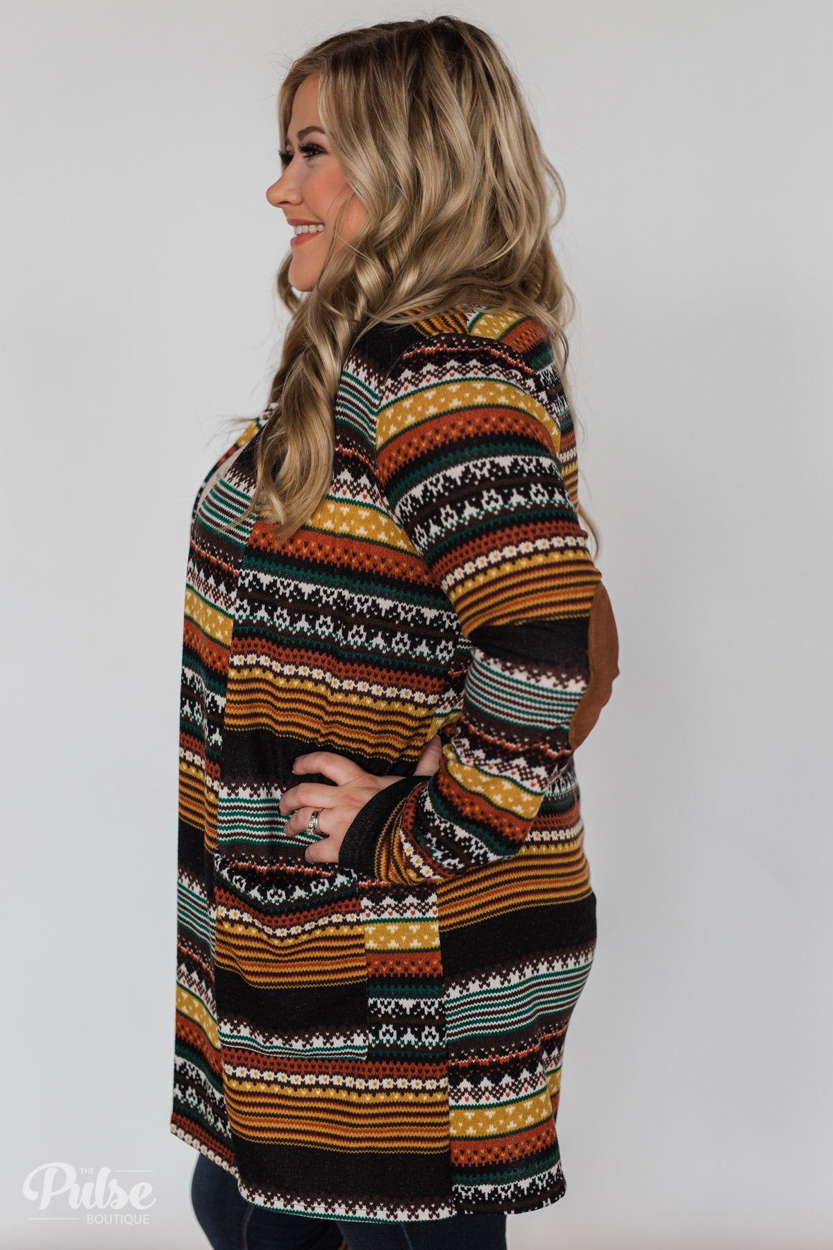 Unforgettable Printed Cardigan- Mustard