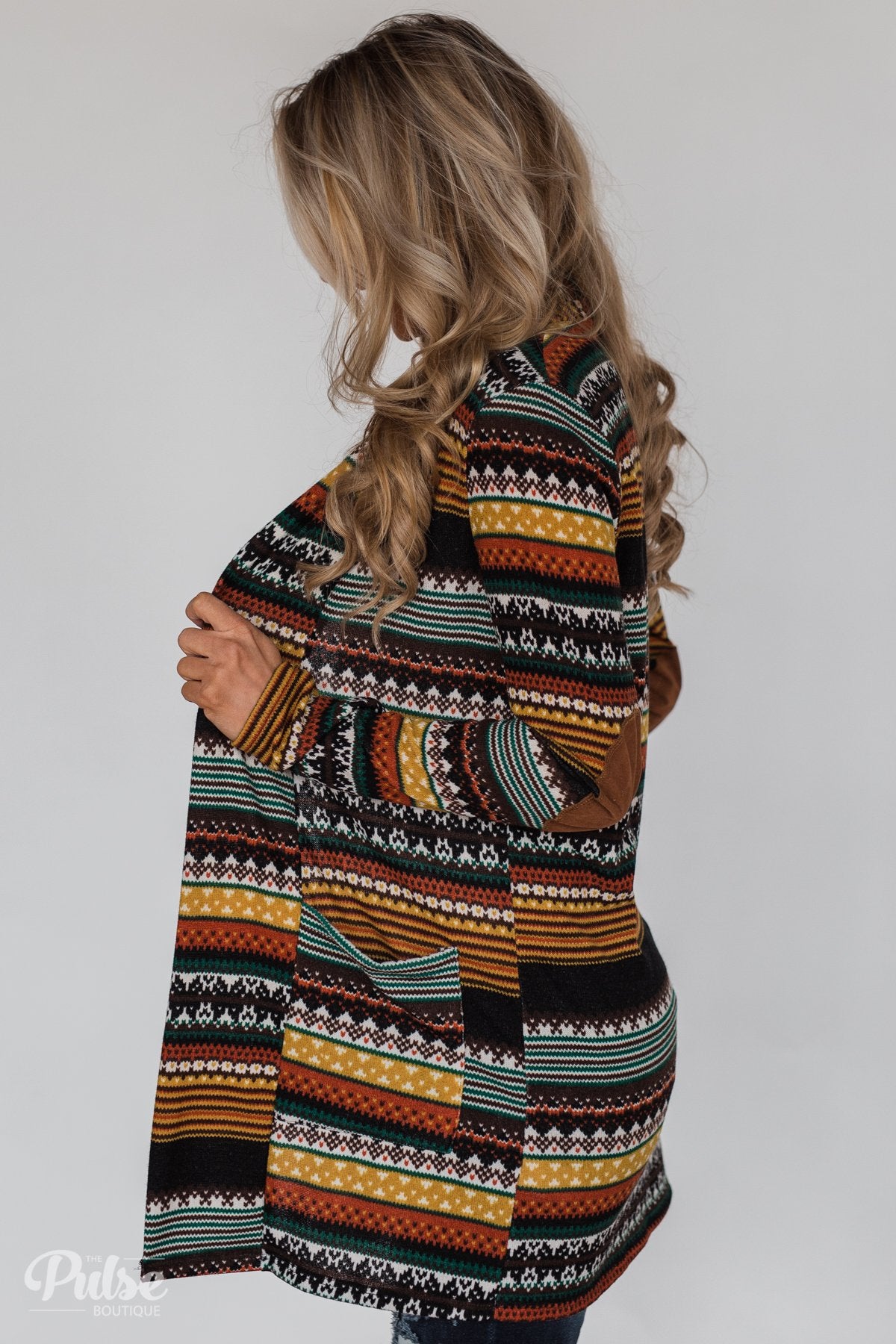 Unforgettable Printed Cardigan- Mustard