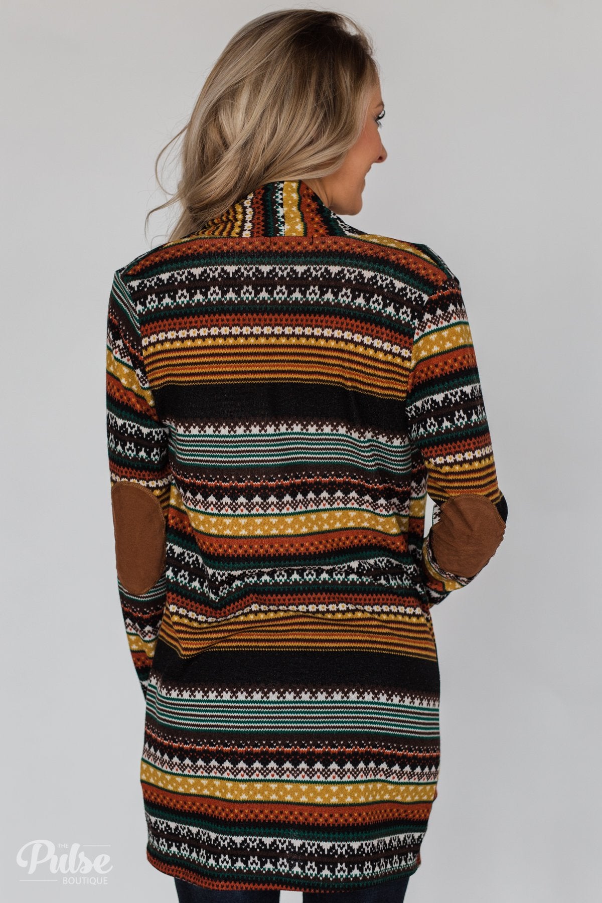 Unforgettable Printed Cardigan- Mustard