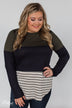 Party in the Back Lace Detail Top- Olive & Navy