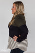 Party in the Back Lace Detail Top- Olive & Navy