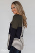 Party in the Back Lace Detail Top- Olive & Navy