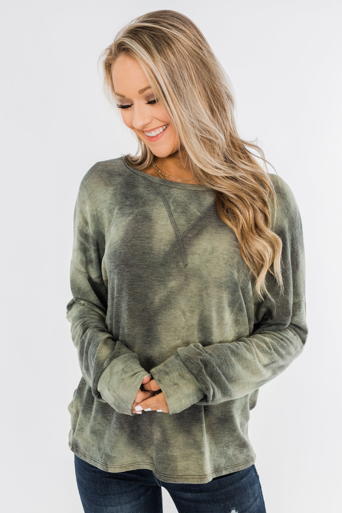 Light Up Your Life Tie Dye Top- Olive