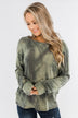 Light Up Your Life Tie Dye Top- Olive