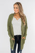 Cozy For The Season Hooded Cardigan- Olive