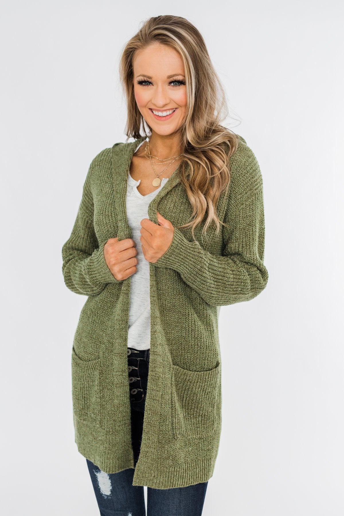 Cozy For The Season Hooded Cardigan Olive The Pulse Boutique