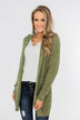 Cozy For The Season Hooded Cardigan- Olive