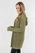 Cozy For The Season Hooded Cardigan- Olive