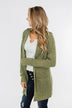 Cozy For The Season Hooded Cardigan- Olive