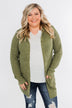 Cozy For The Season Hooded Cardigan- Olive