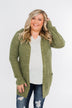Cozy For The Season Hooded Cardigan- Olive