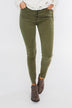 Cello Button Fly Skinny Jeans- Olive
