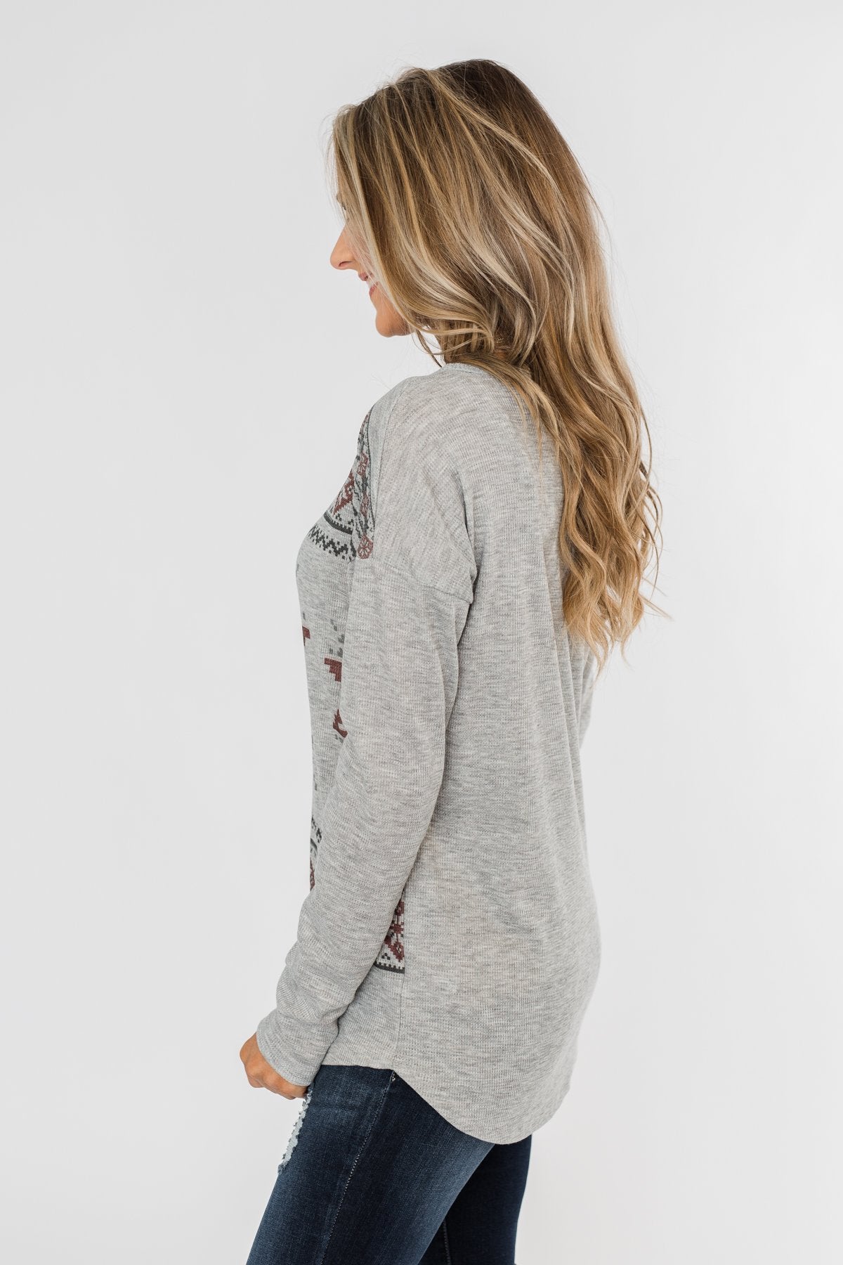 Winter Wonderland Thermal Top- Grey