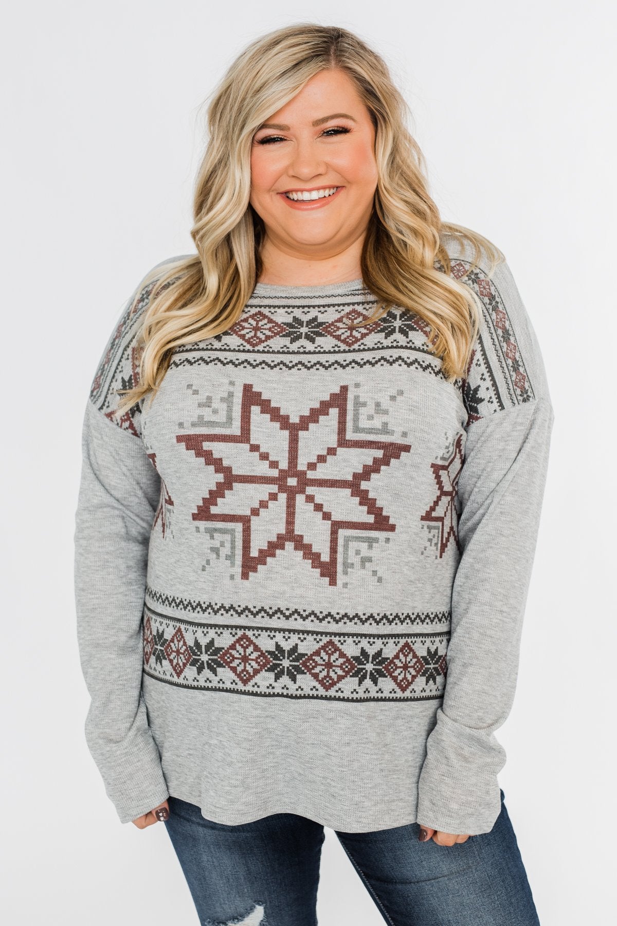 Winter Wonderland Thermal Top- Grey