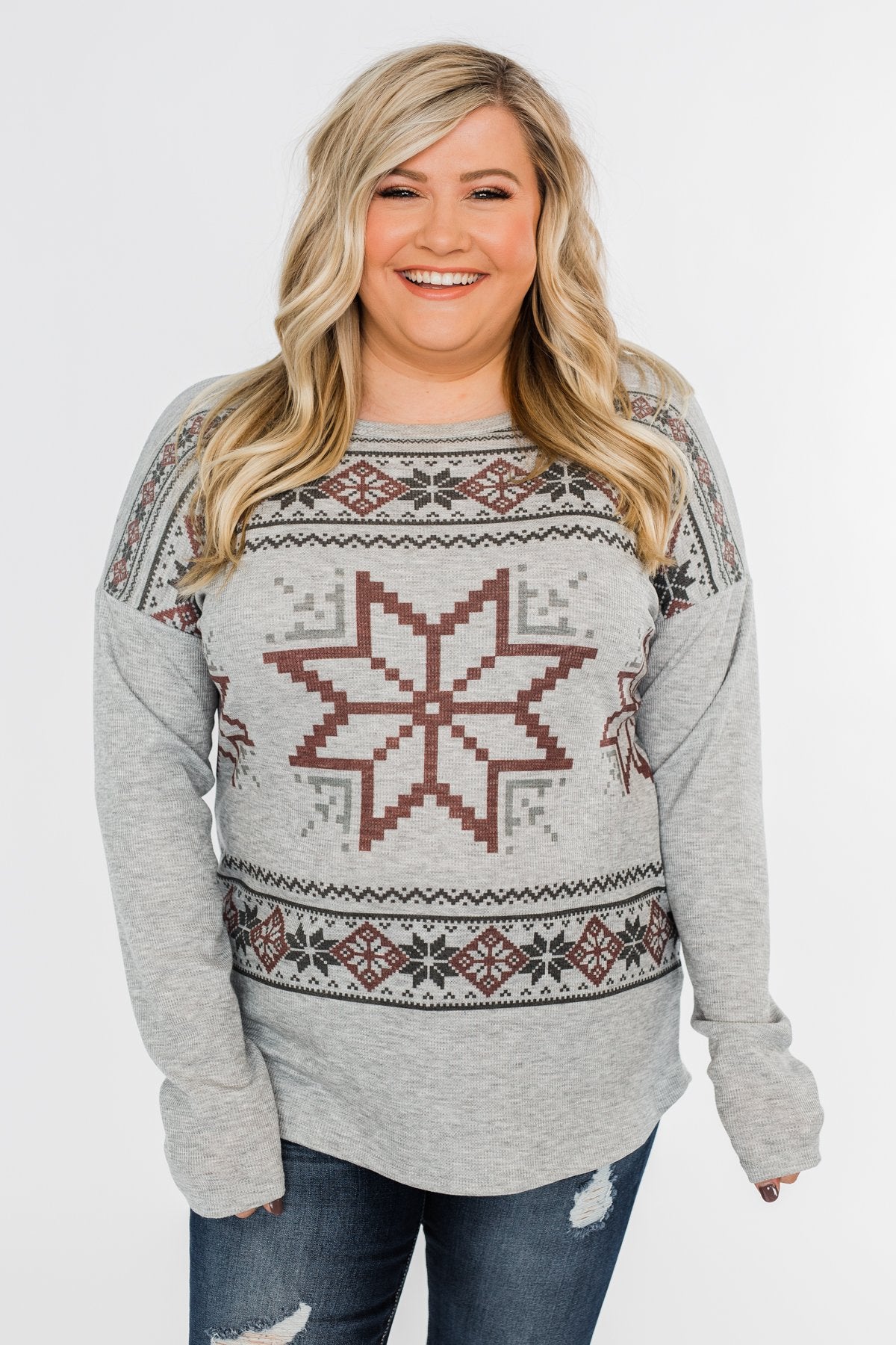 Winter Wonderland Thermal Top- Grey