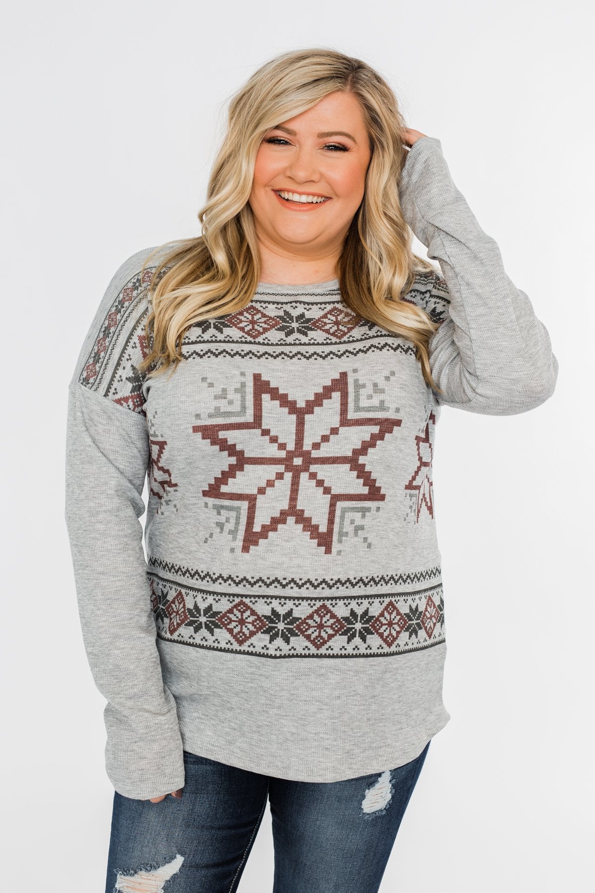 Winter Wonderland Thermal Top- Grey