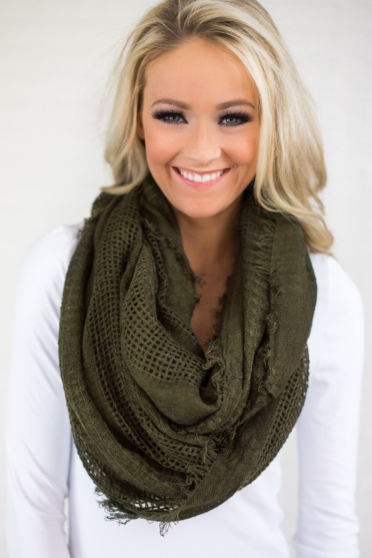Lightweight Olive Infinity Scarf