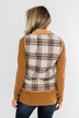 Quilted Plaid Puffer Vest- Camel & Navy