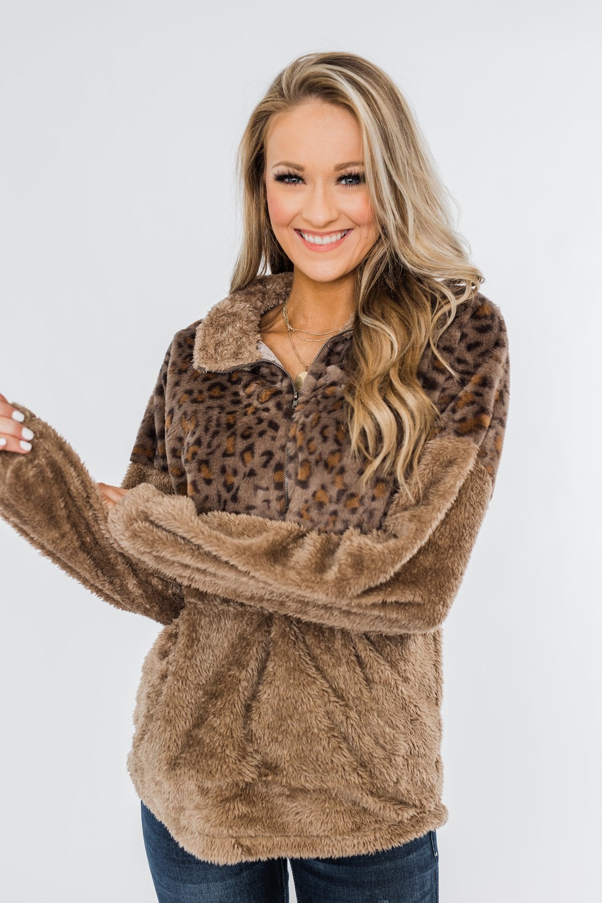 No Turning Back Leopard Sherpa- Brown