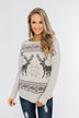 Dashing Through The Snow Thermal Top- Beige