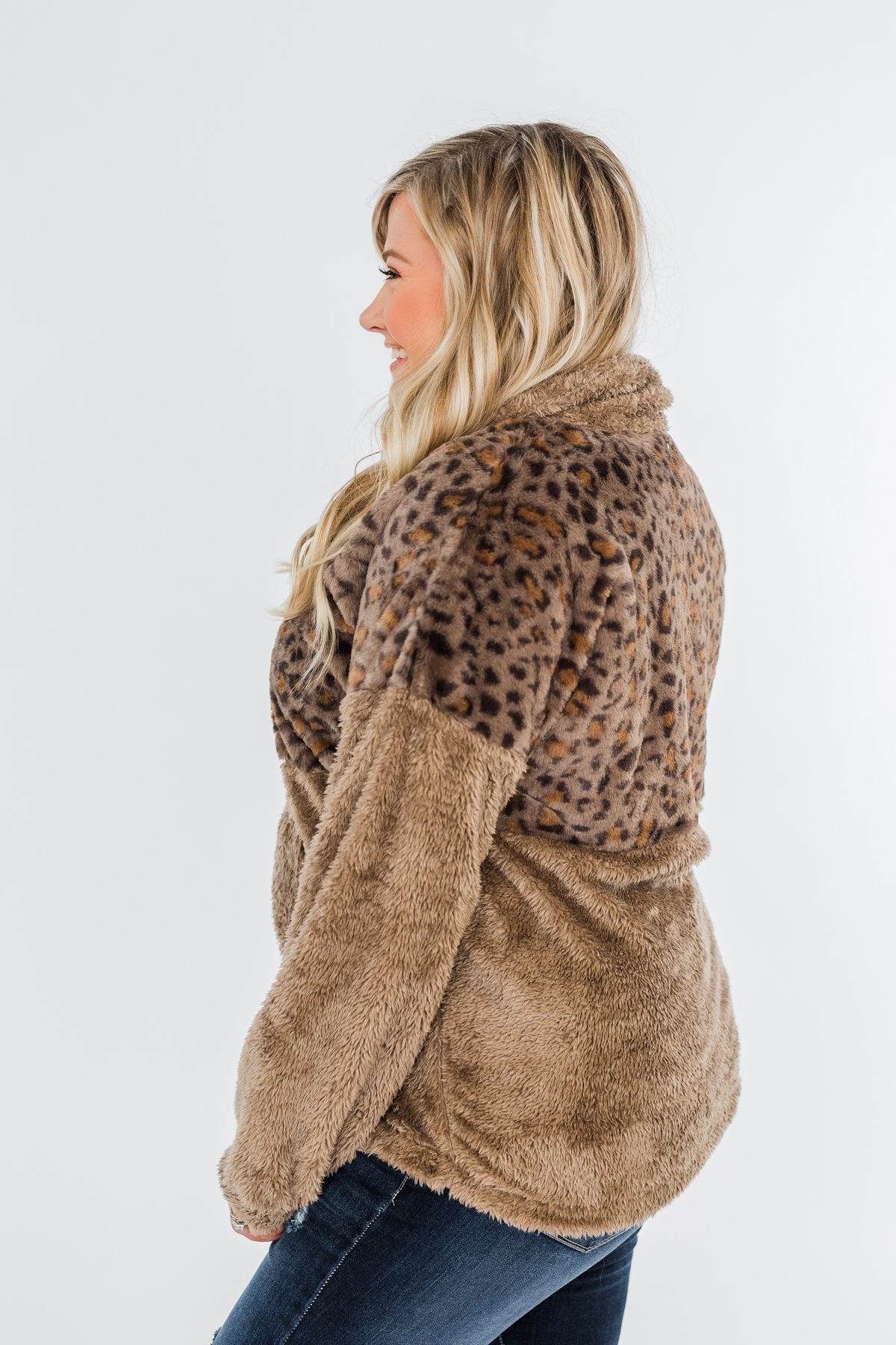 No Turning Back Leopard Sherpa- Brown