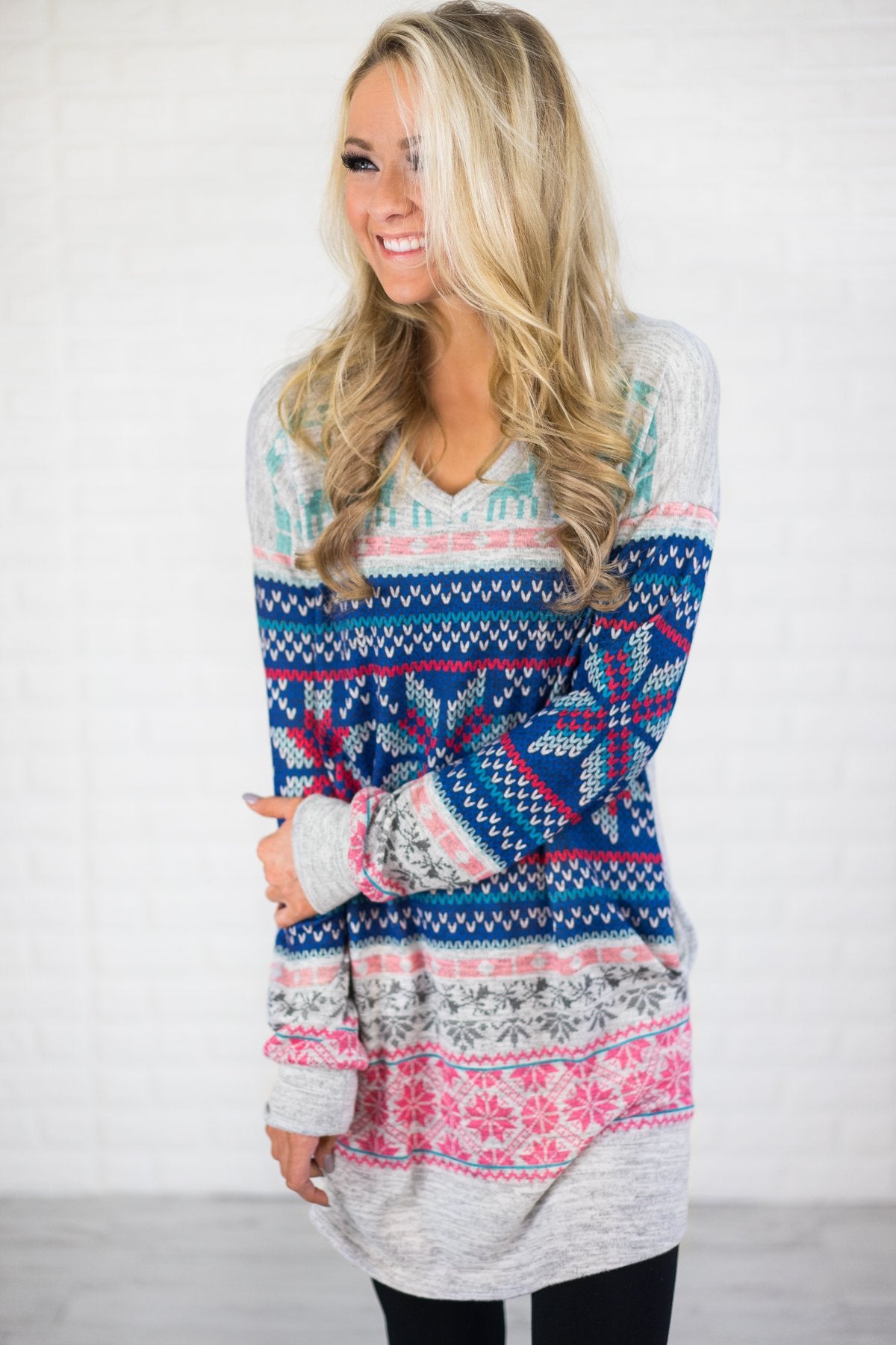 Cheerful in Pink & Blue Tunic Top