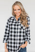 Plaid With The Fur Top- White & Black