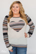 Feel Alive Printed Heart Top - Cream & Peach