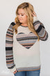 Feel Alive Printed Heart Top - Cream & Peach