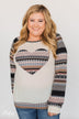 Feel Alive Printed Heart Top - Cream & Peach