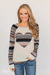 Feel Alive Printed Heart Top - Cream & Peach
