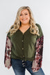 Stay Beautiful Floral Button Top- Olive