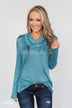 All This Time Zipper Pullover Top- Blue