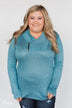 All This Time Zipper Pullover Top- Blue