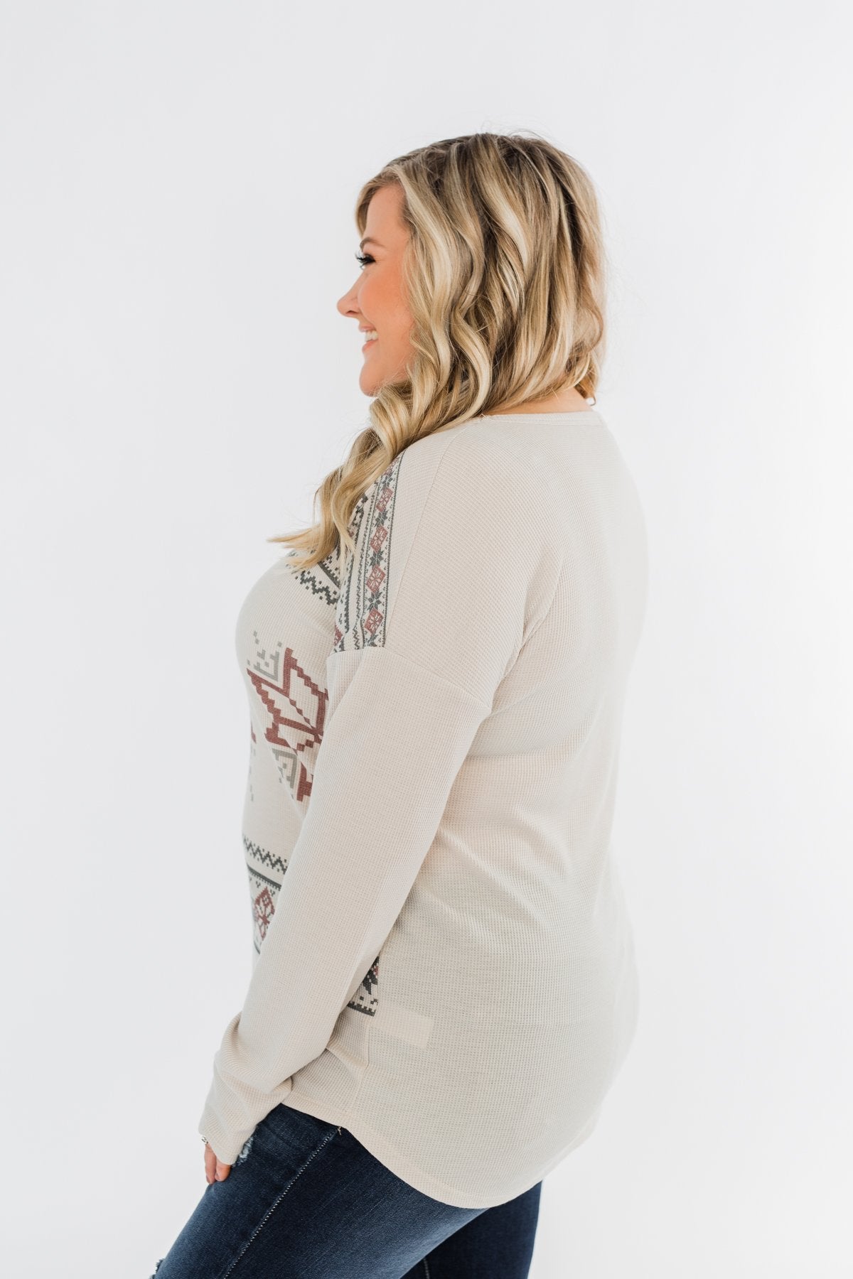 Winter Wonderland Thermal Top- Beige