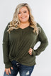 In Your Arms Thermal Twist Top- Olive