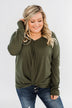 In Your Arms Thermal Twist Top- Olive