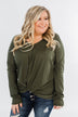 In Your Arms Thermal Twist Top- Olive