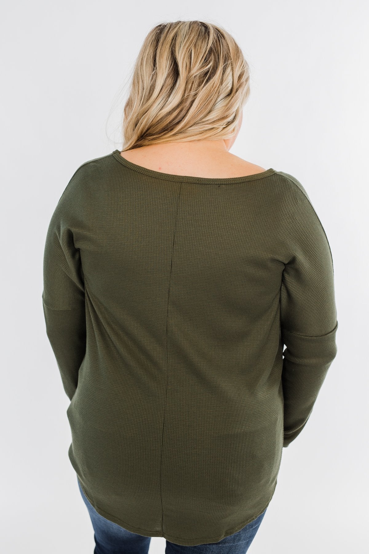 In Your Arms Thermal Twist Top- Olive